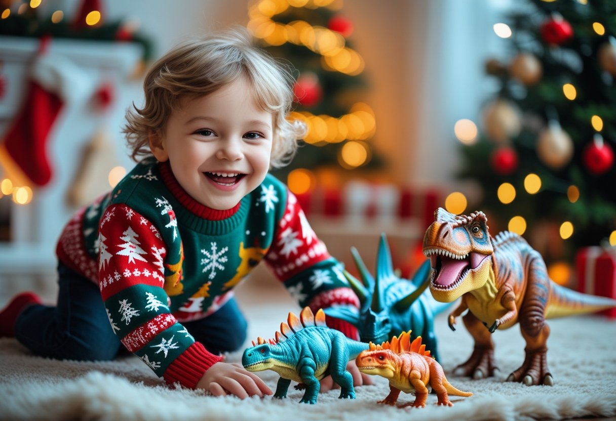 Sjove juletrøjer og dinosaur legetøj til børn